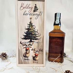Szarvasok karácsonyi italos ajándék díszdoboz - karácsony - karácsonyi ajándékozás - karácsonyi ajándékcsomagolás - Meska.hu