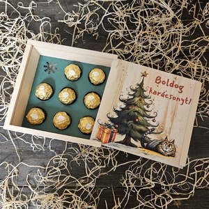 Macskarácsony kávés, teás, édességes ajándék díszdoboz karácsonyra, Üres doboz - karácsony - karácsonyi lakásdekoráció - karácsonyi lakásdíszek - Meska.hu