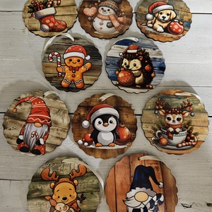 Cukiságok karácsonyfadísz szett, 10 darabos készlet, Karácsony, Karácsonyi lakásdekoráció, Karácsonyfadíszek, Gravírozás, pirográfia, Fotó, grafika, rajz, illusztráció, MESKA