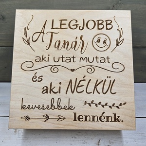 Ajándék díszdoboz tanároknak ballagásra, Otthon & Életmód, Konyhafelszerelés, tálalás, Konyhai dekoráció, Hűtőmágnes, Gravírozás, pirográfia, Famegmunkálás, MESKA