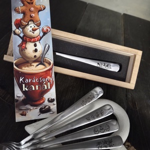  Karácsonyi kanál gravírozott mintás kiskanalak díszdobozban - Meska.hu