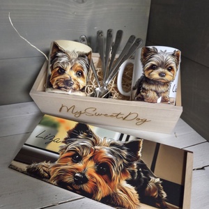 MySweetDog Yorki bögre és kiskanál szett díszdobozban - Meska.hu