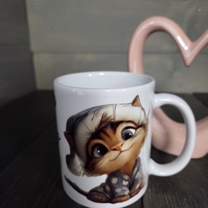 Cuki cica mintás karácsonyi bögre - Meska.hu