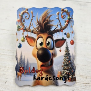 Bolondos szarvas karácsonyi hűtőmágnes - Meska.hu