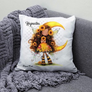 Névvel kérhető - Hosszúhajú cuki Napraforgós tündérlány mintás párna - otthon & életmód - lakástextil - párna & párnahuzat - díszpárna (belsővel együtt) - Meska.hu