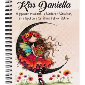 Személyre szabható - Kedves pipacs tündérlány és a hold mintás A5-ös füzet, Otthon & Életmód, Papír, írószer, Jegyzetfüzet & Napló, , MESKA