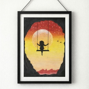 Holdfényben születő harmónia, Művészet, Festmény, Festmény vegyes technika, Festészet, MESKA