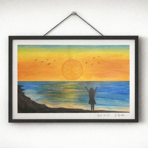 Szabadság a horizonton, Művészet, Festmény, Festmény vegyes technika, Festészet, MESKA