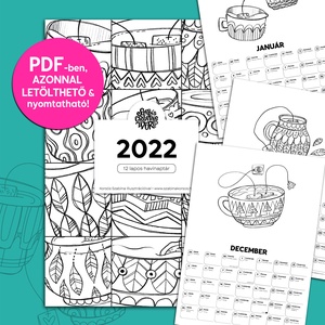 2022 Nyomtatható naptár és színező egyben! (letölthető PDF) - Meska.hu