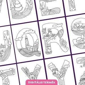ABC Képzeletbeli tájak színező  letölthető, nyomtatható kifestő 612 éves gyerekeknek (és felnőtteknek is!) - művészet - grafika & illusztráció - digitális - Meska.hu