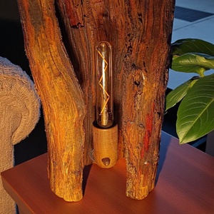 Üreges mandulafából készült asztali lámpa  Edison csőizzóval 25x40cm - Meska.hu