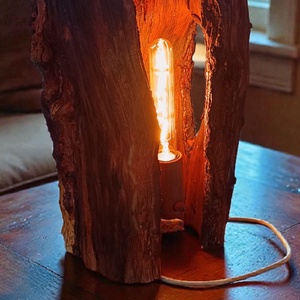 Üreges mandulafából készült asztali lámpa  Edison csőizzóval 25x40cm - otthon & életmód - lámpa - asztali lámpa - Meska.hu