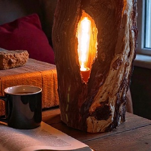 Üreges mandulafából készült asztali lámpa  Edison csőizzóval 25x40cm - otthon & életmód - lámpa - asztali lámpa - Meska.hu