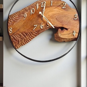 Falióra régi hordóabroncsban � mandulafával, fa számokkal és mutatókkal 43cm, Otthon & Életmód, Dekoráció, Fali és függő dekoráció, Falióra & óra, Famegmunkálás, MESKA