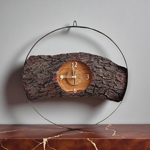 Kérges mandulafaszél falióra hordóabroncsban � természetes és rusztikus karakter (Ø 43 cm), Otthon & Életmód, Dekoráció, Fali és függő dekoráció, Falióra & óra, Famegmunkálás, MESKA