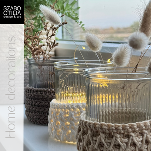 Mécsestartó szett pulcsiban - Magic autumn collection 02, Karácsony, Karácsonyi lakásdekoráció, Karácsonyi lakásdíszek, Horgolás, MESKA