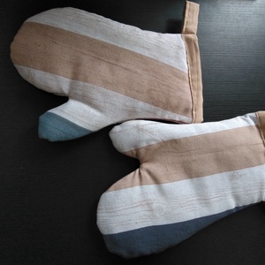 Edényfogó kesztyű, natúr csíkos mintás, Otthon & Életmód, Konyhafelszerelés, tálalás, Konyhai textil, Edényfogó & Edényfedő, Varrás, MESKA