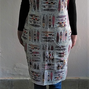 Bordó szardínia mintás - otthon & életmód - konyhafelszerelés, tálalás - konyhai textil - kötény - Meska.hu