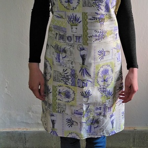 Kötény natúr levendula mintás, Otthon & Életmód, Konyhafelszerelés, tálalás, Konyhai textil, Kötény, Varrás, MESKA