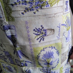 Kötény natúr levendula mintás - otthon & életmód - konyhafelszerelés, tálalás - konyhai textil - kötény - Meska.hu
