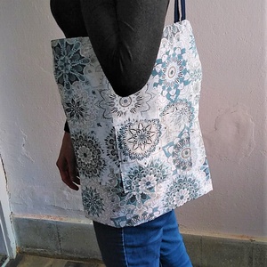 Vászontáska / szatyor /bevásárló táska, türkiz mandalás - otthon & életmód - dekoráció - spiritualitás - mandala - Meska.hu