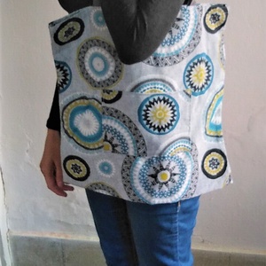 Vászontáska/ bevásárló táska/ szatyor, kékes szürke mandala mintás - otthon & életmód - dekoráció - spiritualitás - mandala - Meska.hu