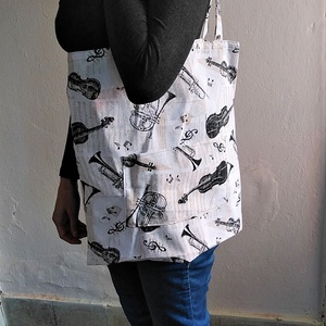 Vászontáska / szatyor/ bevásárló táska - hangszeres mintázat - táska & tok - bevásárlás & shopper táska - shopper, textiltáska, szatyor - Meska.hu