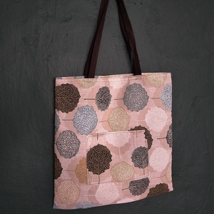 Bevásárló táska / szatyor -natúr alapon szürke, barna, ezüst gömbök, Táska & Tok, Bevásárlás & Shopper táska, Shopper, textiltáska, szatyor, Varrás, MESKA