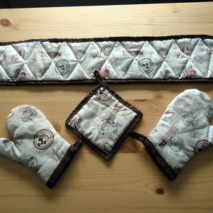 Konyha szett  kávé mintás - otthon & életmód - konyhafelszerelés, tálalás - konyhai textil - edényfogó & edényfedő - Meska.hu