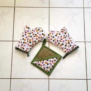 Konyha szett ananász -  gomba mintás (fedélfogóval), Otthon & Életmód, Konyhafelszerelés, tálalás, Konyhai textil, Edényfogó & Edényfedő, Varrás, MESKA
