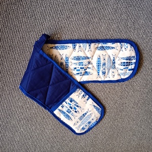 Tepsifogó kék azték hal mintás, Otthon & Életmód, Konyhafelszerelés, tálalás, Konyhai textil, Edényfogó & Edényfedő, Varrás, MESKA