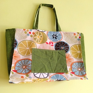Bevásárló táska merevített talppal - színes lime karikák, Táska & Tok, Bevásárlás & Shopper táska, Shopper, textiltáska, szatyor, Varrás, MESKA