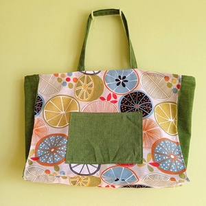 Bevásárló táska merevített talppal - színes lime karikák - táska & tok - bevásárlás & shopper táska - shopper, textiltáska, szatyor - Meska.hu