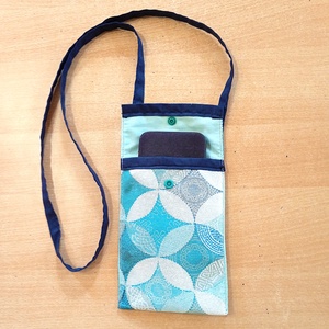 Nyakba akasztható mobil tok - türkizkék rombusz - táska & tok - pénztárca & más tok - telefontok - Meska.hu
