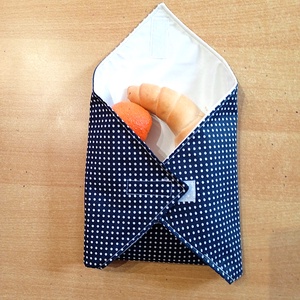 Öko szendvicscsomagoló,  újra szalvéta  - kék pöttyös , Táska & Tok, Uzsonna- & Ebéd tartó, Szendvics csomagoló, Varrás, MESKA