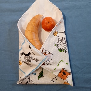 Öko szendvicscsomagoló, újra szalvéta - rajzos állatfigurák, Táska & Tok, Uzsonna- & Ebéd tartó, Szendvics csomagoló, Varrás, MESKA