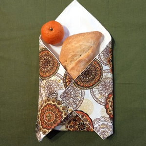 Öko szendvicscsomagoló, újraszalvéta - narancssárga mandala mintás - táska & tok - uzsonna- & ebéd tartó - szendvics csomagoló - Meska.hu