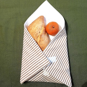 Öko szendvicscsomagoló - újra szalvéta - natúr csíkos mintás, Táska & Tok, Uzsonna- & Ebéd tartó, Szendvics csomagoló, Varrás, MESKA