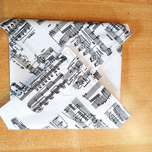 Öko szendvicscsomagoló - újra szalvéta - kottás , Táska & Tok, Uzsonna- & Ebéd tartó, Szendvics csomagoló, Varrás, MESKA