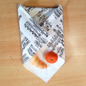 Öko szendvicscsomagoló - újra szalvéta - kottás  - táska & tok - uzsonna- & ebéd tartó - szendvics csomagoló - Meska.hu