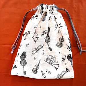 Kenyeres zsák - drapp alapon fekete hangszerek /trombita, hegedű, nagybőgő/, Táska & Tok, Bevásárlás & Shopper táska, Kenyeres zsák, , MESKA