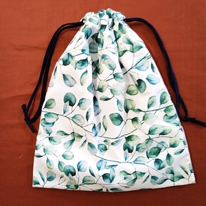 Kenyeres zsák - kékes-zöldes levél mintás - Meska.hu