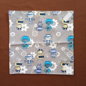 Öko szendvicscsomagoló, újraszalvéta - robotok szürke alapon - táska & tok - uzsonna- & ebéd tartó - szendvics csomagoló - Meska.hu