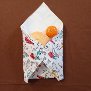 Öko szendvicscsomagoló, újraszalvéta - színes autók dombokon, Táska & Tok, Uzsonna- & Ebéd tartó, Szendvics csomagoló, Varrás, MESKA