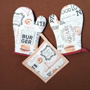 Konyha szett : 2 db kesztyű fedélfogóval -amerikai konyha mintás - otthon & életmód - konyhafelszerelés, tálalás - konyhai textil - edényfogó & edényfedő - Meska.hu