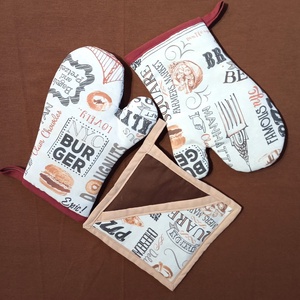 Konyha szett : 2 db kesztyű fedélfogóval -amerikai konyha mintás, Otthon & Életmód, Konyhafelszerelés, tálalás, Konyhai textil, Edényfogó & Edényfedő, Varrás, MESKA