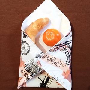 Öko szendvicscsomagoló, újraszalvéta - Párizs minta, Táska & Tok, Uzsonna- & Ebéd tartó, Szendvics csomagoló, Varrás, MESKA