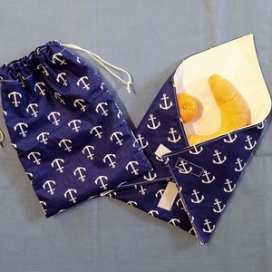 Tengerész mintás, mosható uzsonnacsomagoló szett, Ékszer, Karóra és Ékszeróra, Zsebóra, Varrás, MESKA