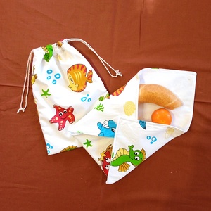 tengeri állat mintás, mosható uzsonnacsomagoló szett, Ékszer, Karóra és Ékszeróra, Zsebóra, Varrás, MESKA