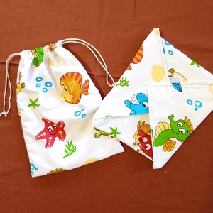 tengeri állat mintás, mosható uzsonnacsomagoló szett - ékszer - karóra és ékszeróra - zsebóra - Meska.hu